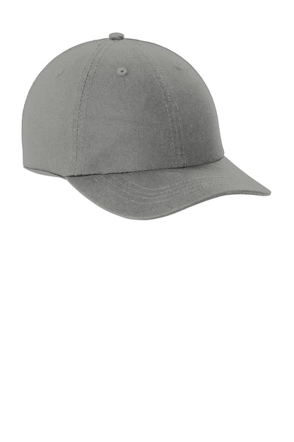 Front View of Deep Smoke Port Authority Washed Twill Cap. CP78 plain
