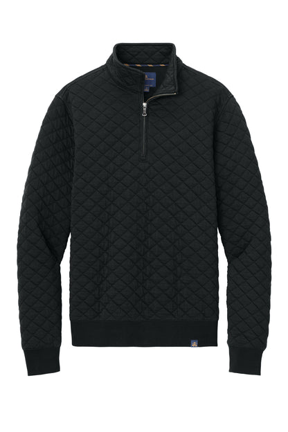 Front View of DeepBlack Brooks Brothers Diamond Quilt 1/4-Zip BB18212 plain
