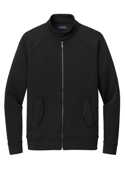 Front View of DeepBlack Brooks Brothers Double-Knit Full-Zip BB18210 plain