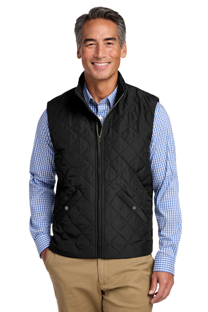 Front View of DeepBlack Brooks Brothers Quilted Vest BB18602 plain
