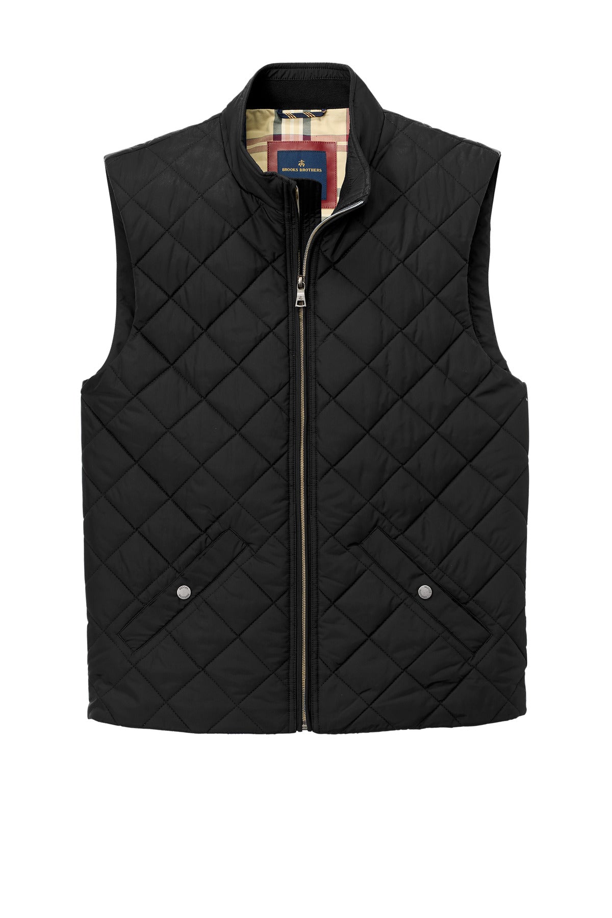 Front View of DeepBlack Brooks Brothers Quilted Vest BB18602 plain