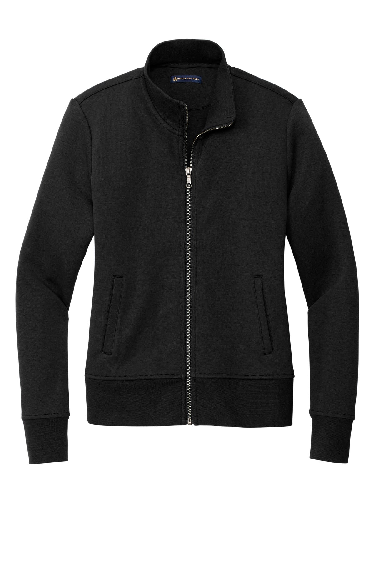 Front View of DeepBlack Brooks Brothers Women's Double-Knit Full-Zip BB18211 plain