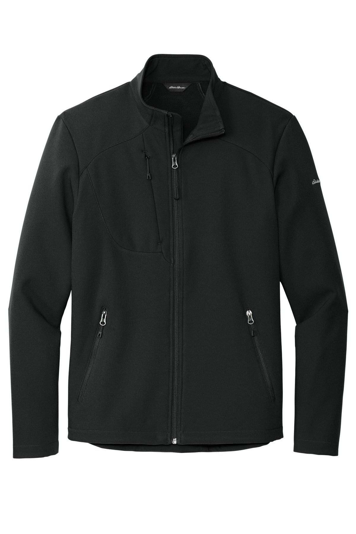 Front View of DeepBlack Eddie Bauer Stretch Soft Shell Jacket EB544 plain