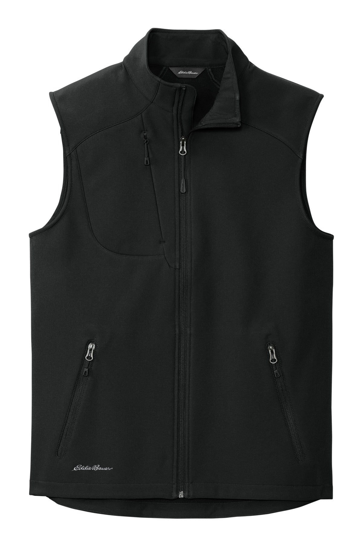 Front View of DeepBlack Eddie Bauer Stretch Soft Shell Vest EB546 plain