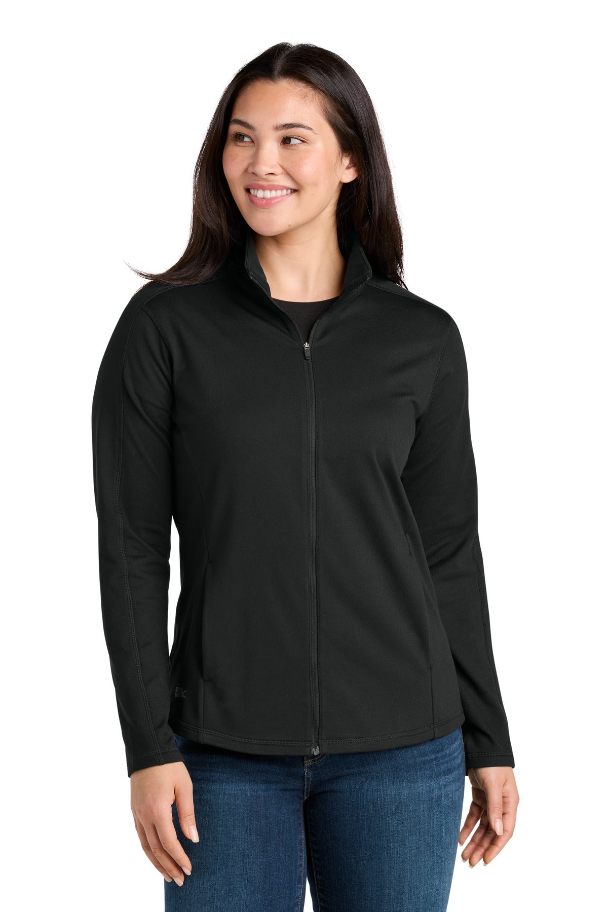 Front View of DeepBlack Eddie Bauer Women's Adventurer Full-Zip EB121 plain