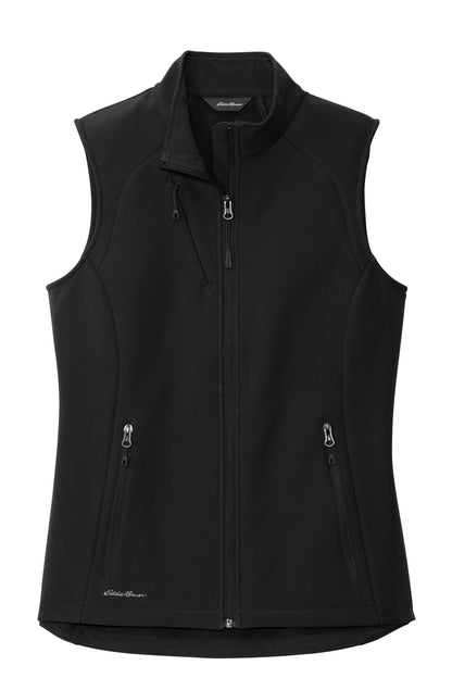 Front View of DeepBlack Eddie Bauer Women's Stretch Soft Shell Vest EB547 plain