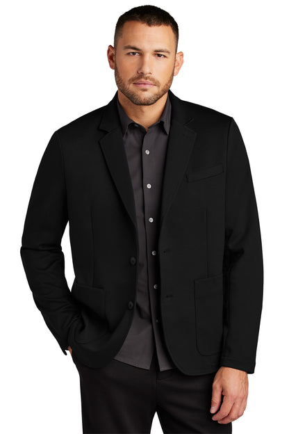 Front View of DeepBlack Mercer+Mettle Relaxed Knit Blazer MM3030 plain