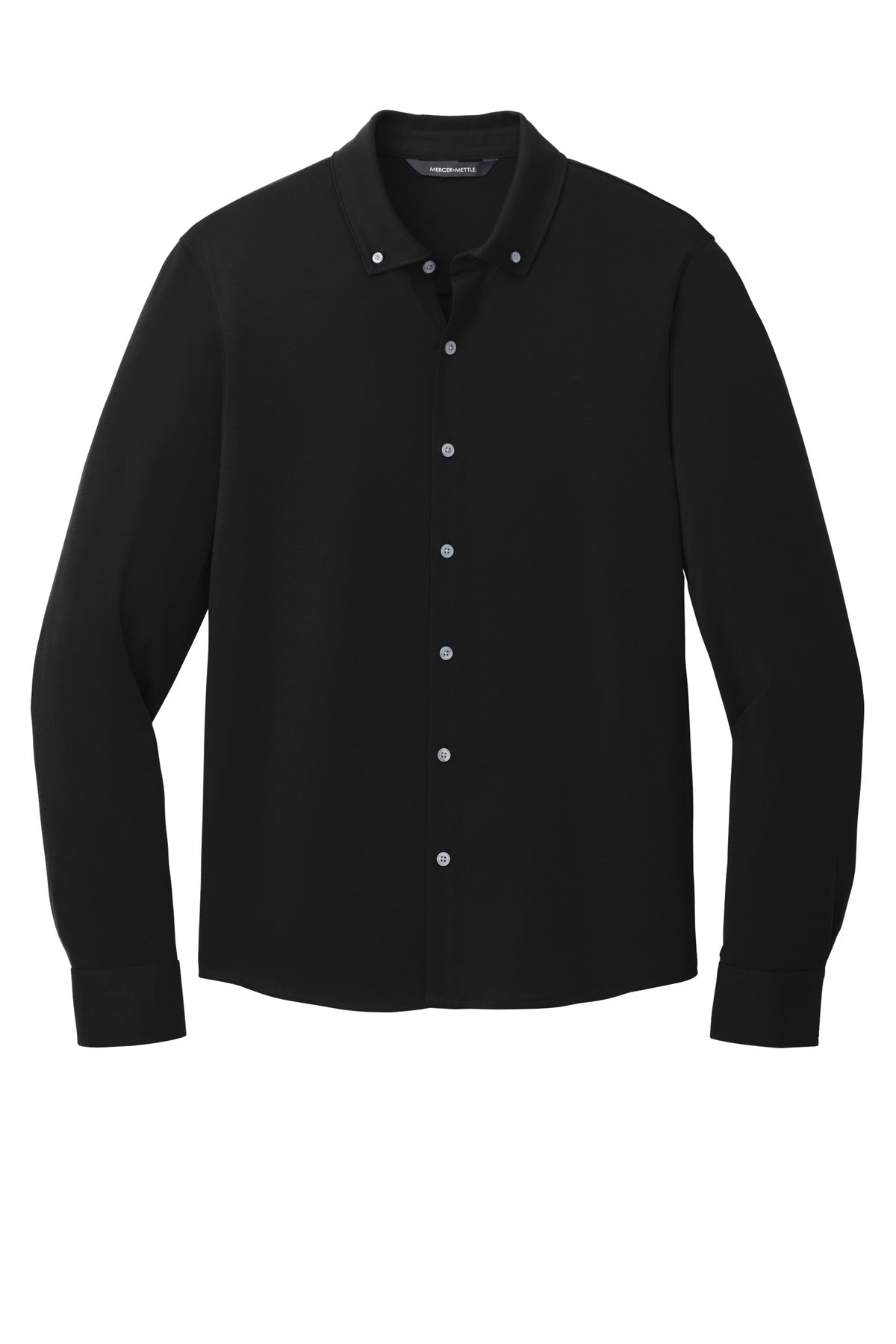 Front View of DeepBlack Mercer+Mettle Stretch Jersey Long Sleeve Shirt MM1018 plain