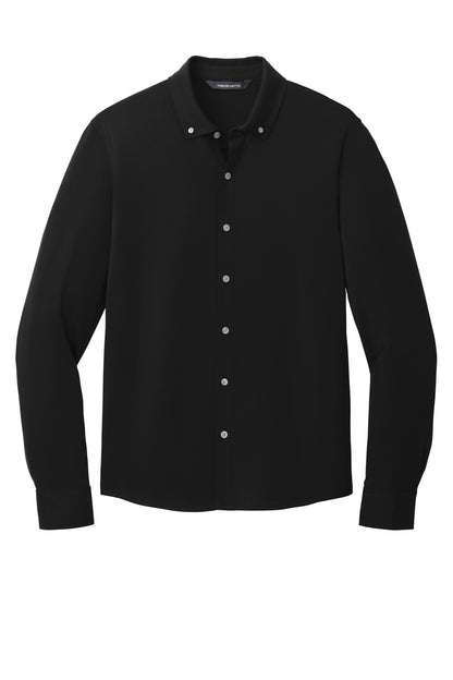 Front View of DeepBlack Mercer+Mettle Stretch Jersey Long Sleeve Shirt MM1018 plain