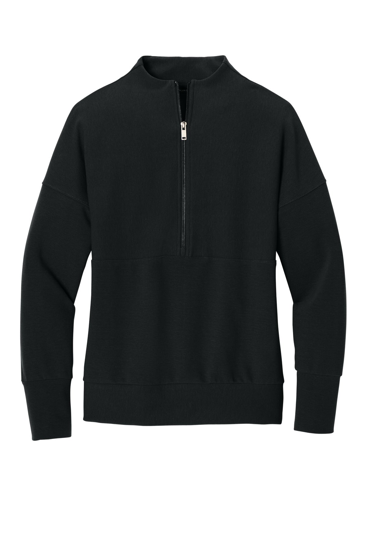 Front View of DeepBlack Mercer+Mettle Women's Linear Texture 1/4-Zip MM3041 plain