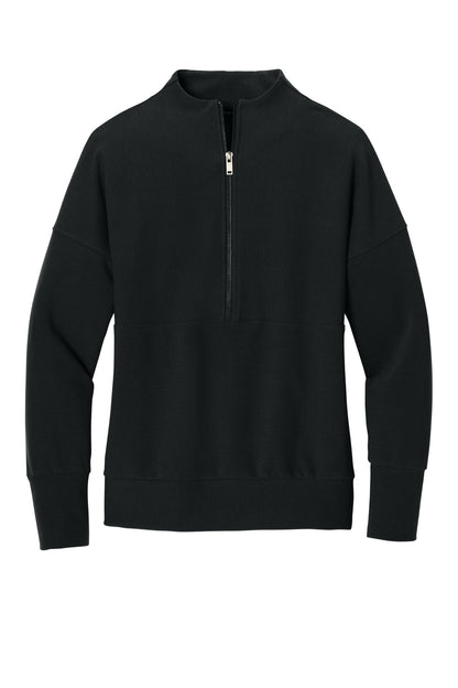 Front View of DeepBlack Mercer+Mettle Women's Linear Texture 1/4-Zip MM3041 plain