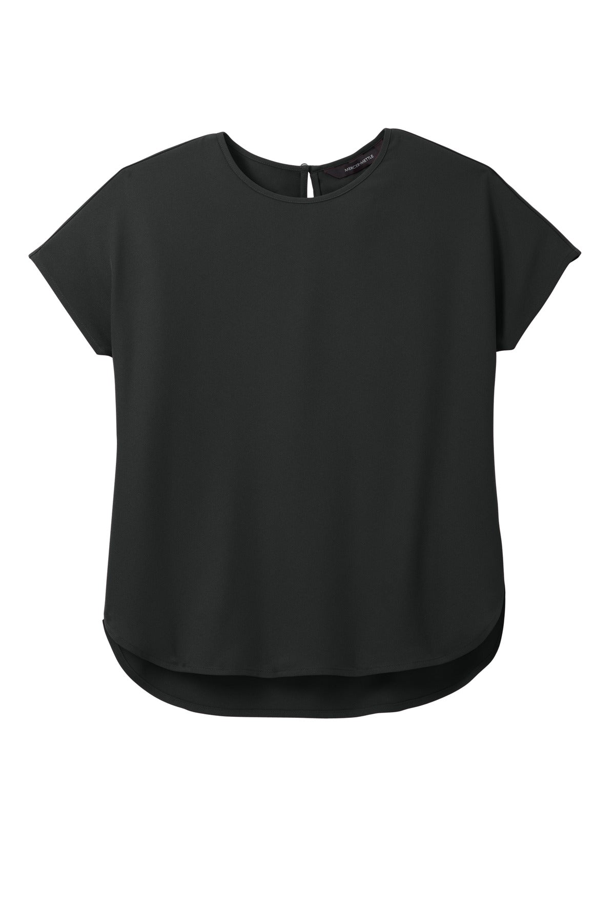 Front View of DeepBlack Mercer+Mettle Women's Stretch Crepe Crew MM2015 plain