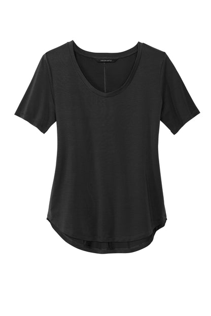 Front View of DeepBlack Mercer+Mettle Women's Stretch Jersey Relaxed Scoop MM1017 plain