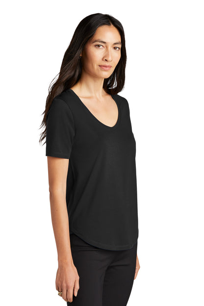 Front View of DeepBlack Mercer+Mettle Women's Stretch Jersey Relaxed Scoop MM1017 plain