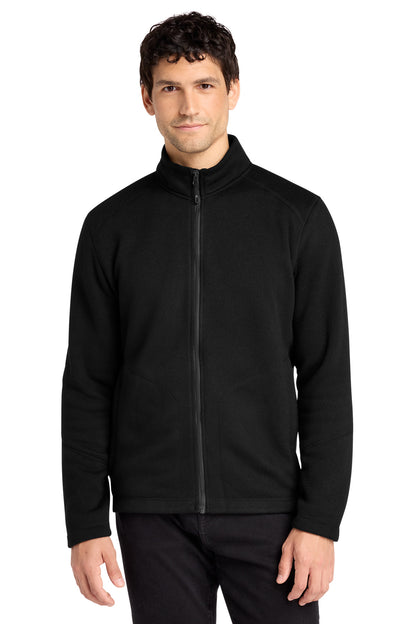 Front View of DeepBlack Port Authority Arc Sweater Fleece Jacket F428 plain
