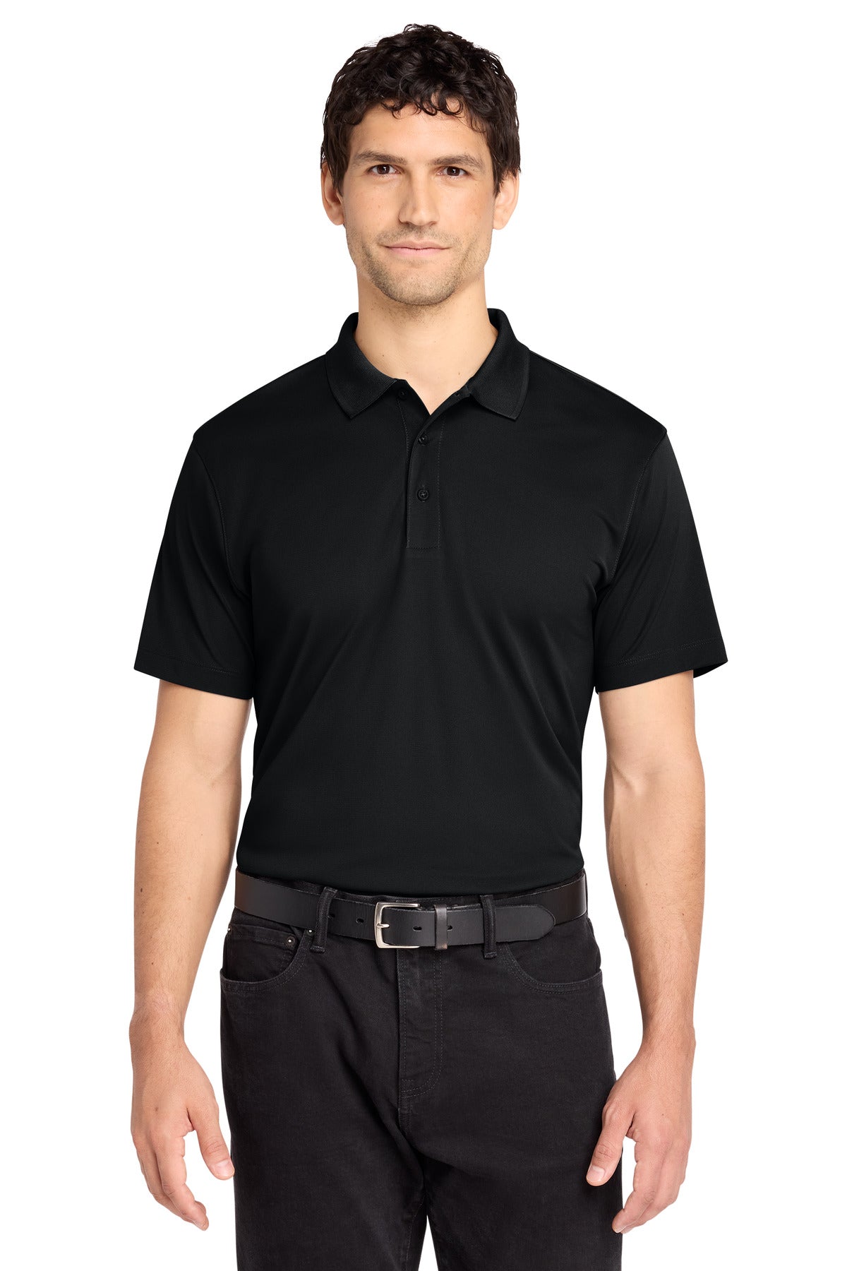 Front View of DeepBlack Port Authority C-FREE Performance Polo K863 plain