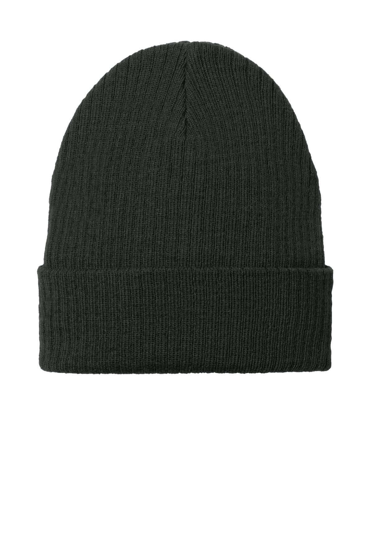 Front View of DeepBlack Port Authority C-FREE Recycled Beanie C880 plain