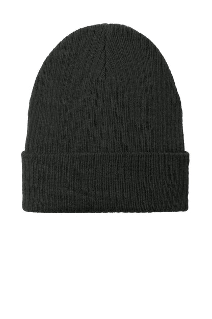 Front View of DeepBlack Port Authority C-FREE Recycled Beanie C880 plain