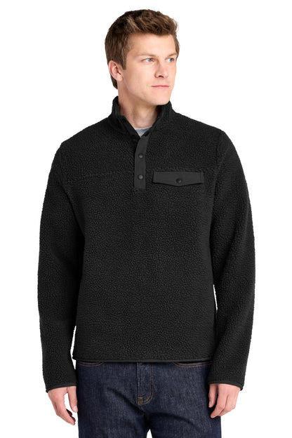Front View of DeepBlack Port Authority Camp Fleece Snap Pullover F140 plain