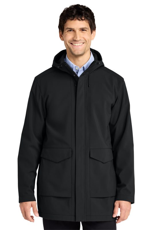 Front View of DeepBlack Port Authority Collective Outer Soft Shell Parka J919 plain