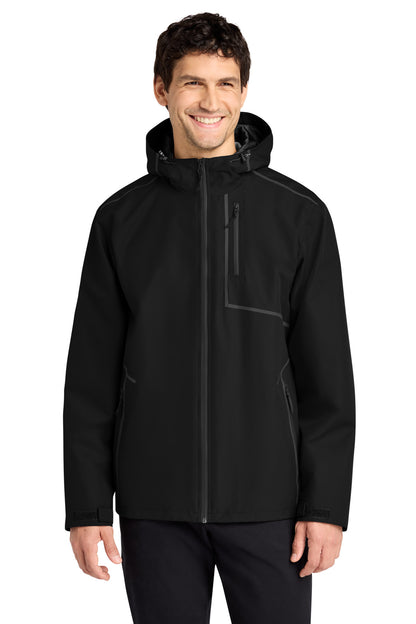 Front View of DeepBlack Port Authority Collective Tech Outer Shell Jacket J920 plain