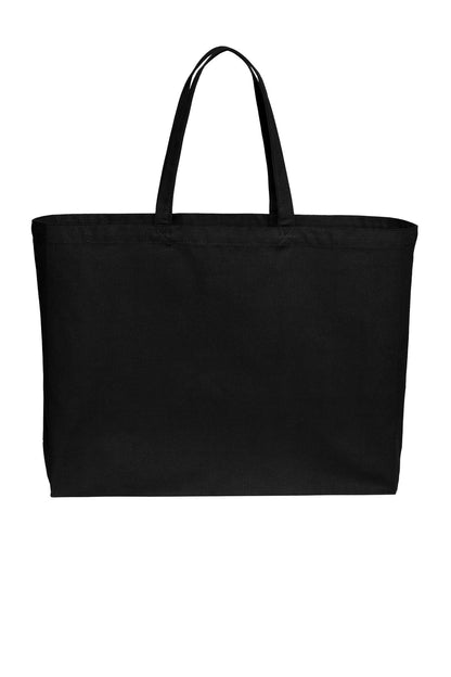 Front View of DeepBlack Port Authority Cotton Canvas Jumbo Tote BG427 plain