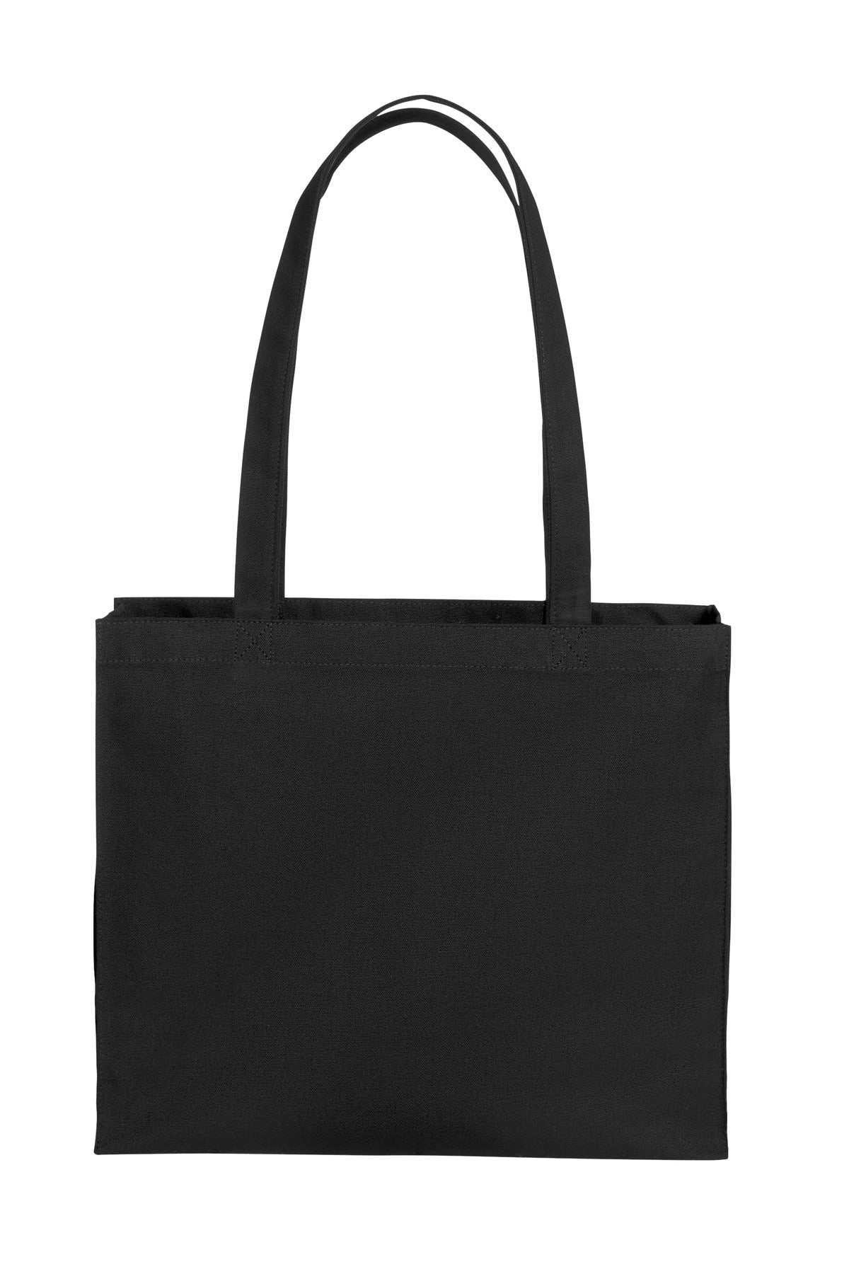 Front View of DeepBlack Port Authority Cotton Canvas Shopper Tote BG428 plain