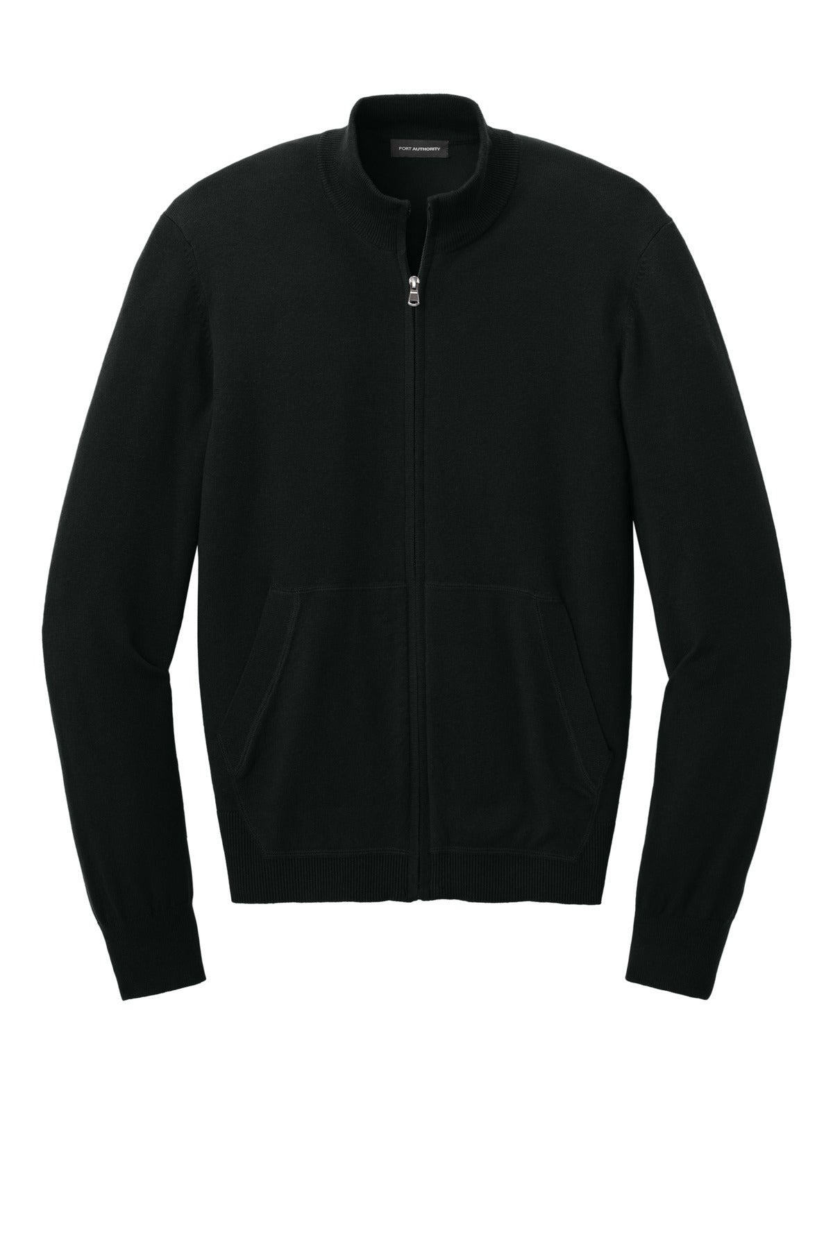 Front View of DeepBlack Port Authority Easy Care Full-Zip Sweater SW2901 plain