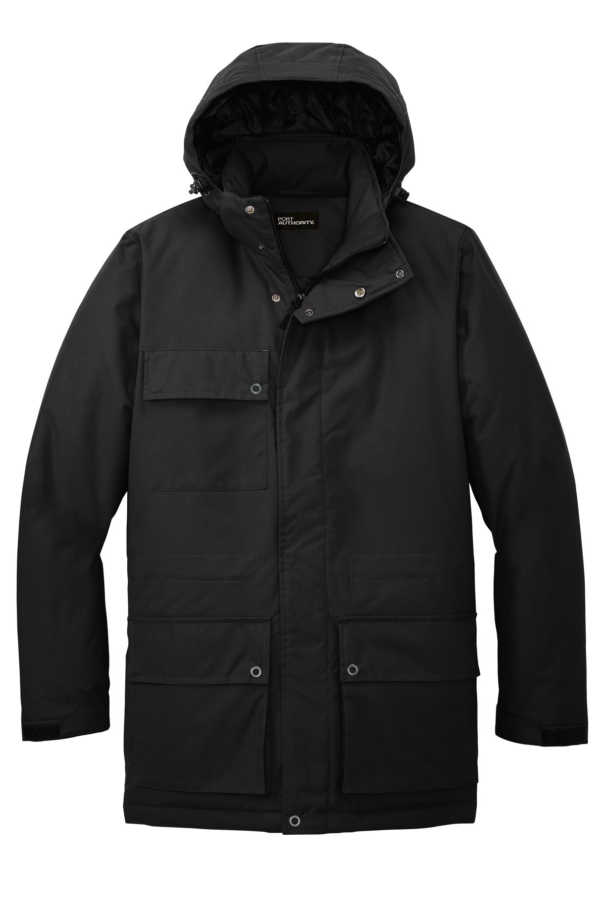 Front View of DeepBlack Port Authority Excursion Parka J599 plain