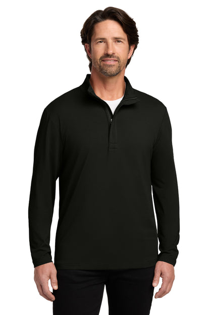 Front View of DeepBlack Port Authority Fairway Stretch 1/4-Zip K829 plain