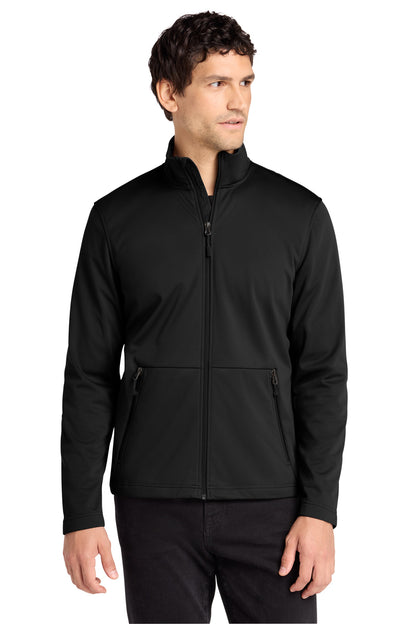 Front View of DeepBlack Port Authority Flexshell Jacket J617 plain