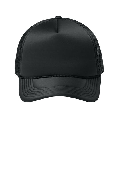 Front View of DeepBlack Port Authority Foam Truck'N Cap C993 plain