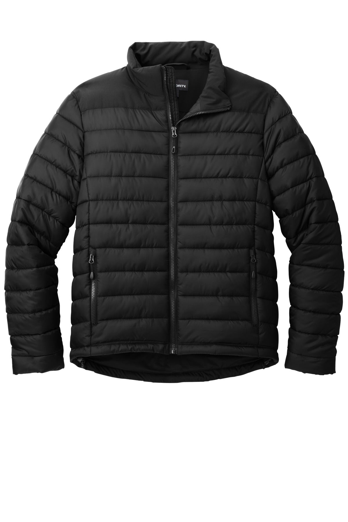 Front View of DeepBlack Port Authority Horizon Puffy Jacket J364 plain