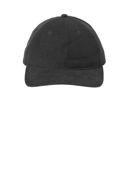 Front View of DeepBlack Port Authority Light Corduroy Dad Cap C973 plain