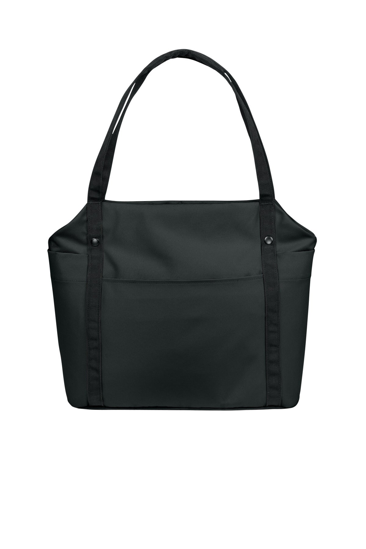 Front View of DeepBlack Port Authority Matte Oxford Tote BG472 plain