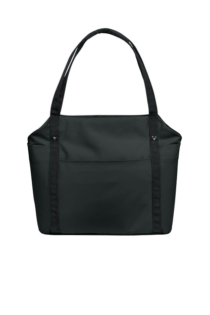 Front View of DeepBlack Port Authority Matte Oxford Tote BG472 plain