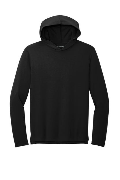 Front View of DeepBlack Port Authority Microterry Pullover Hoodie K826 plain
