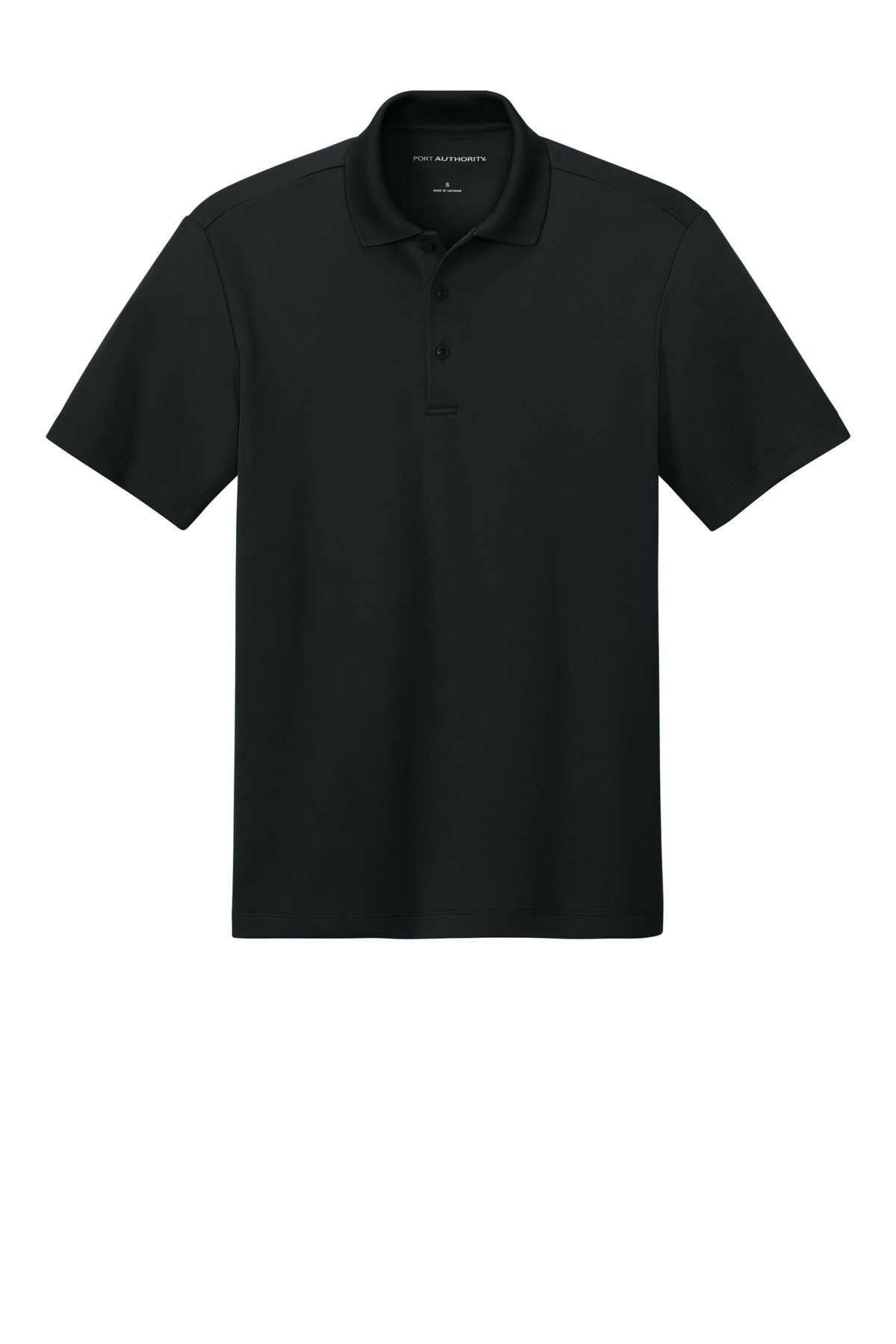 Front View of DeepBlack Port Authority Plaited Pique Polo K620 plain