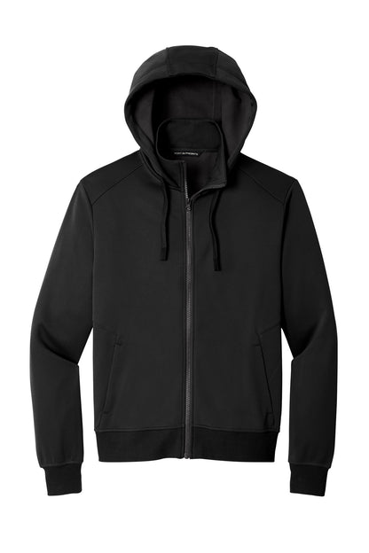 Front View of DeepBlack Port Authority Smooth Fleece Hooded Jacket F814 plain