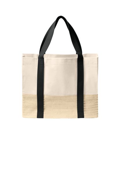 Front View of DeepBlack Port Authority Straw Market Tote BG450 plain