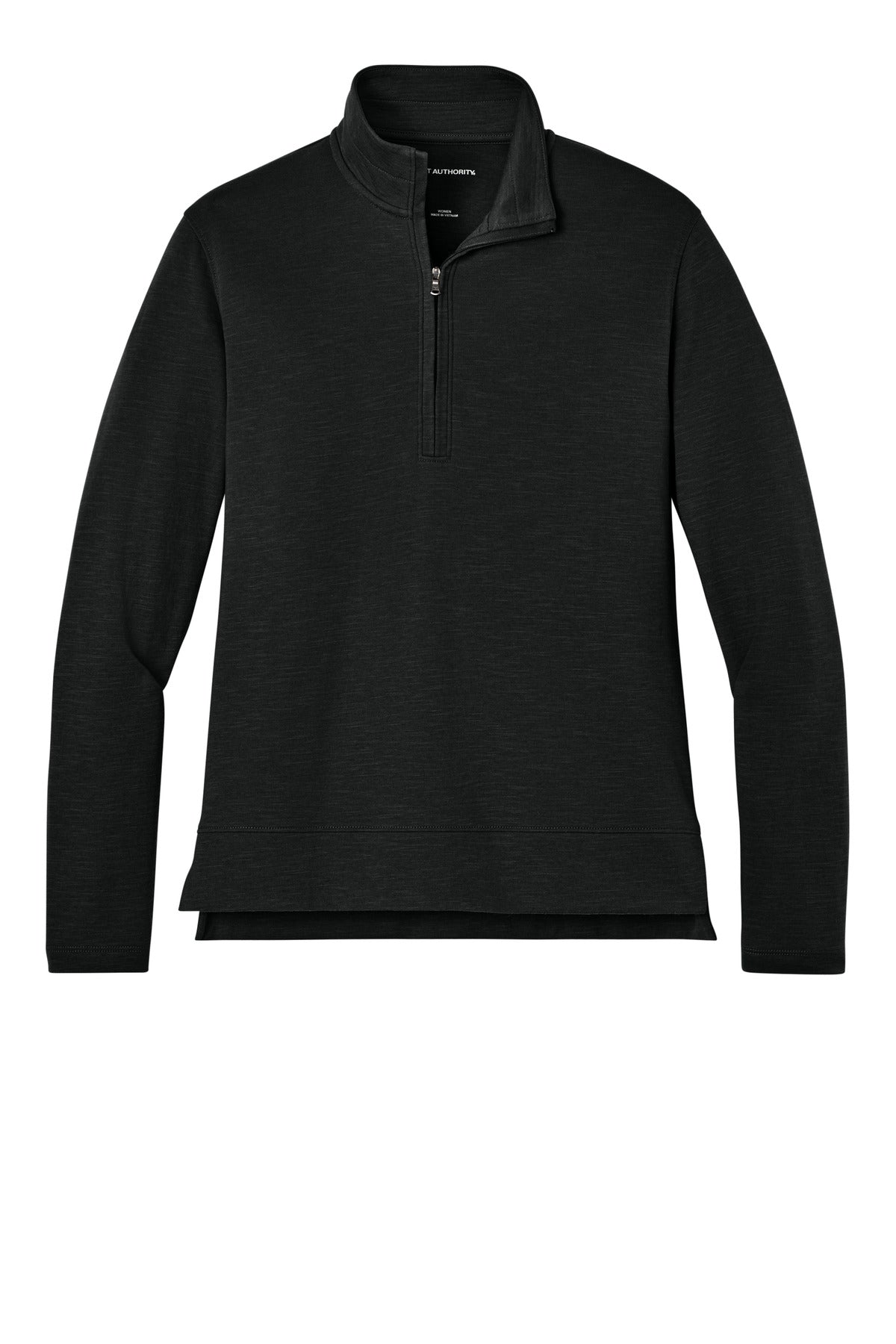 Front View of DeepBlack Port Authority Women's Breakwater 1/4-Zip LK821 plain