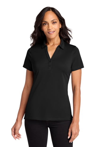 Front View of DeepBlack Port Authority Women's C-FREE Performance Polo LK863 plain
