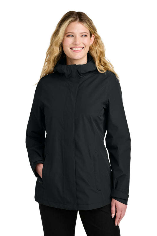 Front View of DeepBlack Port Authority Women's C-FREE Rain Jacket L714 plain