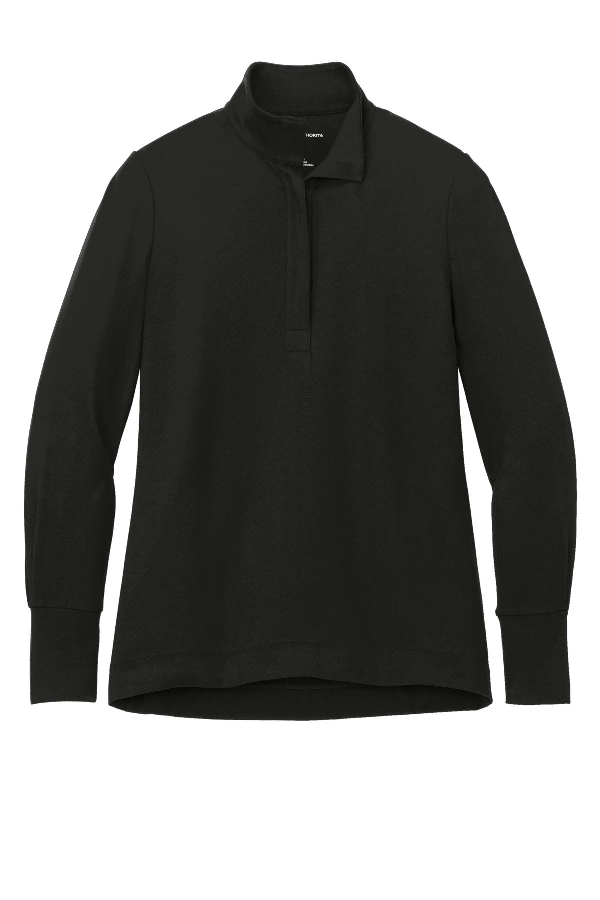 Front View of DeepBlack Port Authority Women's Fairway Stretch 1/4-Zip LK829 plain