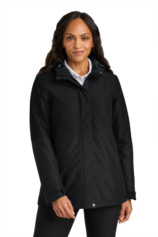 Front View of DeepBlack Port Authority Women's Insulated Heavy Ripstop Jacket L721 plain