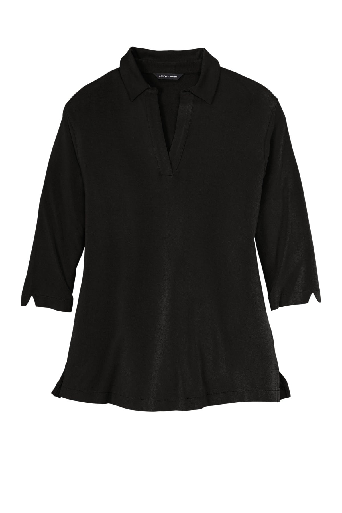 Front View of DeepBlack Port Authority Women's Luxe Knit Tunic. LK5601 plain