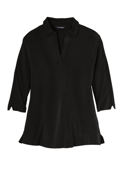 Front View of DeepBlack Port Authority Women's Luxe Knit Tunic. LK5601 plain