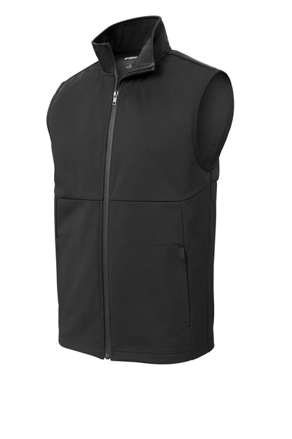 Front View of DeepBlack Sport-Tek Soft Shell Vest ST981 plain
