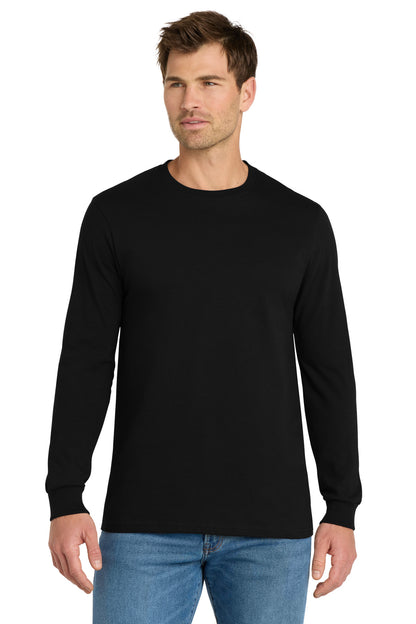 Front View of DeepBlack Volunteer Knitwear Chore Long Sleeve Tee VL60LS plain