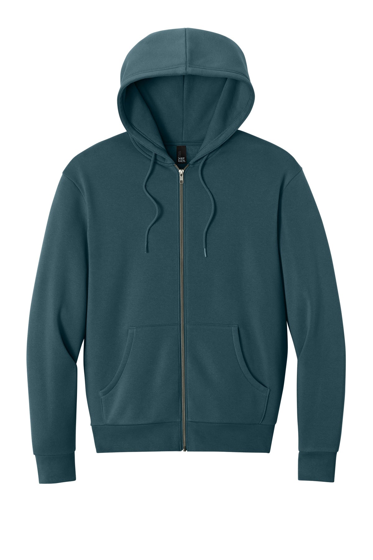 Front View of DeepCyan District MelloFleece Full-Zip Hoodie DT6702 plain